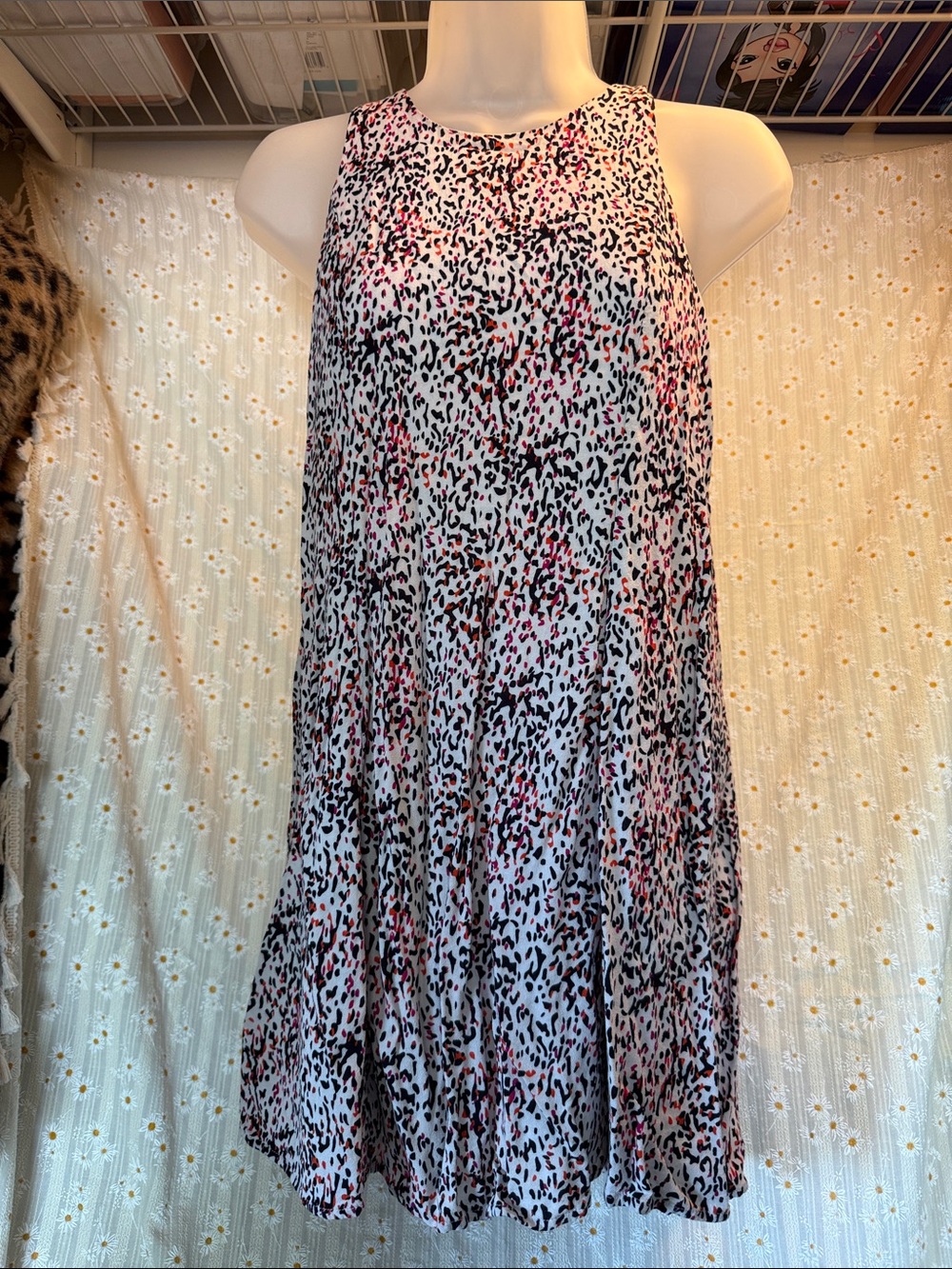 Bella Luxx Leopard Print Shift Dress in Pink, Black & Orange